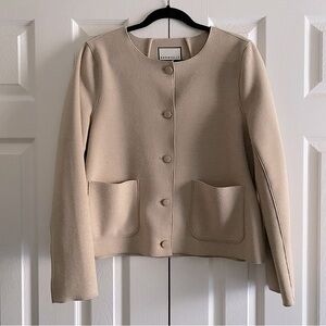 BAGATELLE NEW YORK ELEGANT SOFT FELTED WOOL FEEL RESORT CARDIGAN JACKET Tan L